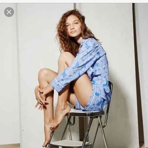 NWT Lorient Block Print Marine Pinwheel Pajama Set